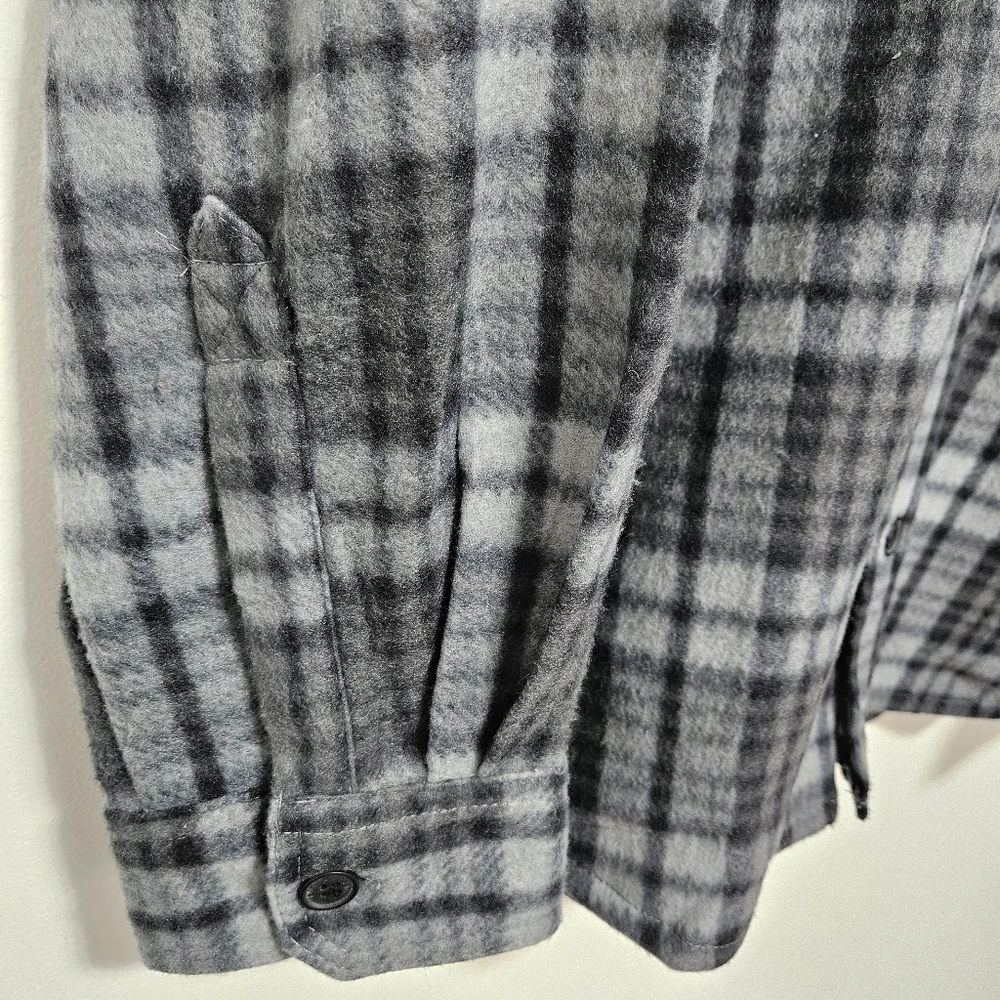 Tony Hawk NWOT Mens‎ Fleece Shirt Jacket Plaid Hooded Cozy Y2K 90s Style Gray 2X